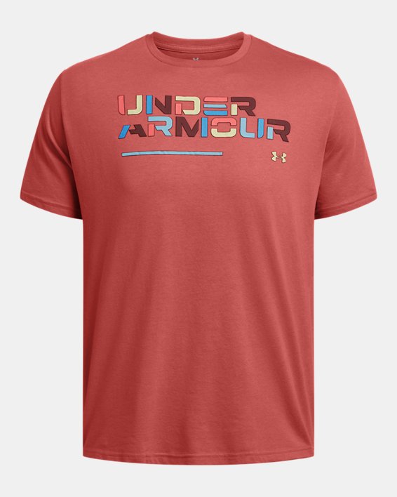Men's UA Colorblock Wordmark Short Sleeve, Red, pdpMainDesktop image number 2